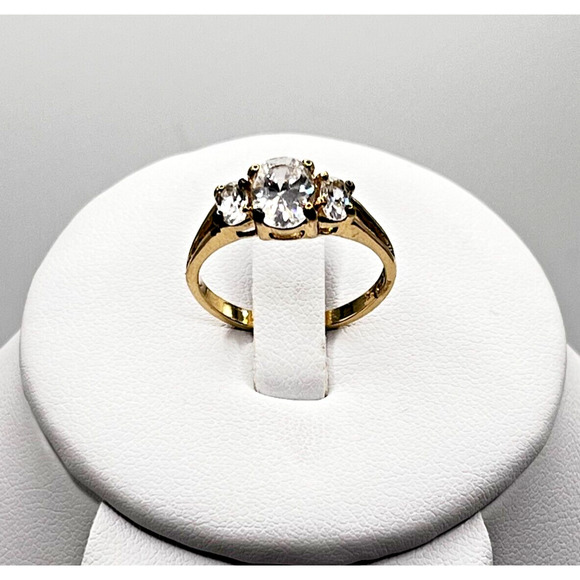 14k Yellow Gold CZ Band Eternity Ring Sz. 7.5 2.64G - Picture 3 of 10